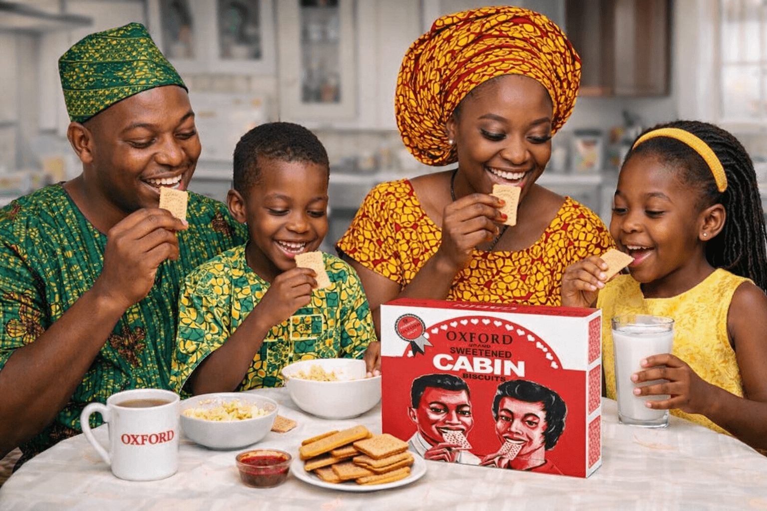Family enjoying Niger Biscuits together