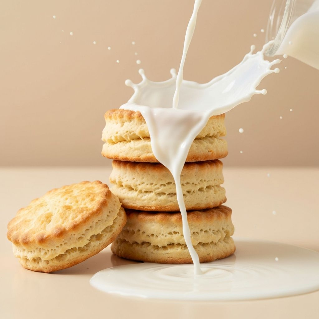 Delicious biscuits with milk splash
